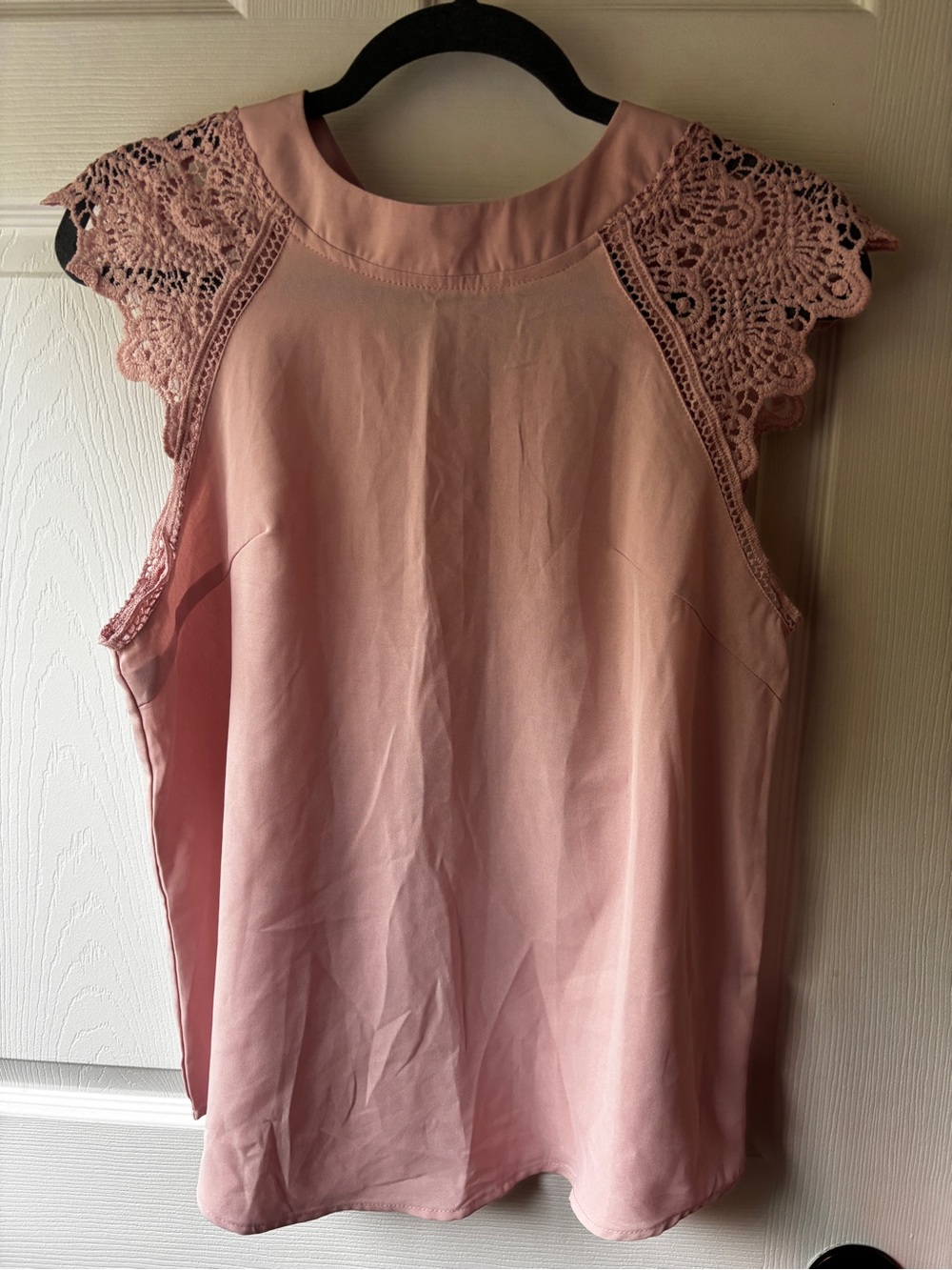 SHEIN Dusty Pink Lace Cap Sleeve Blouse